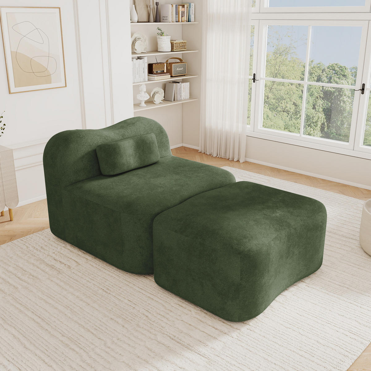 XXL-SESSEL Modular rahmenlos mit Ottoman, DE-42655, Grün - Grün, Textil (96/70/167cm) - ComfortXL