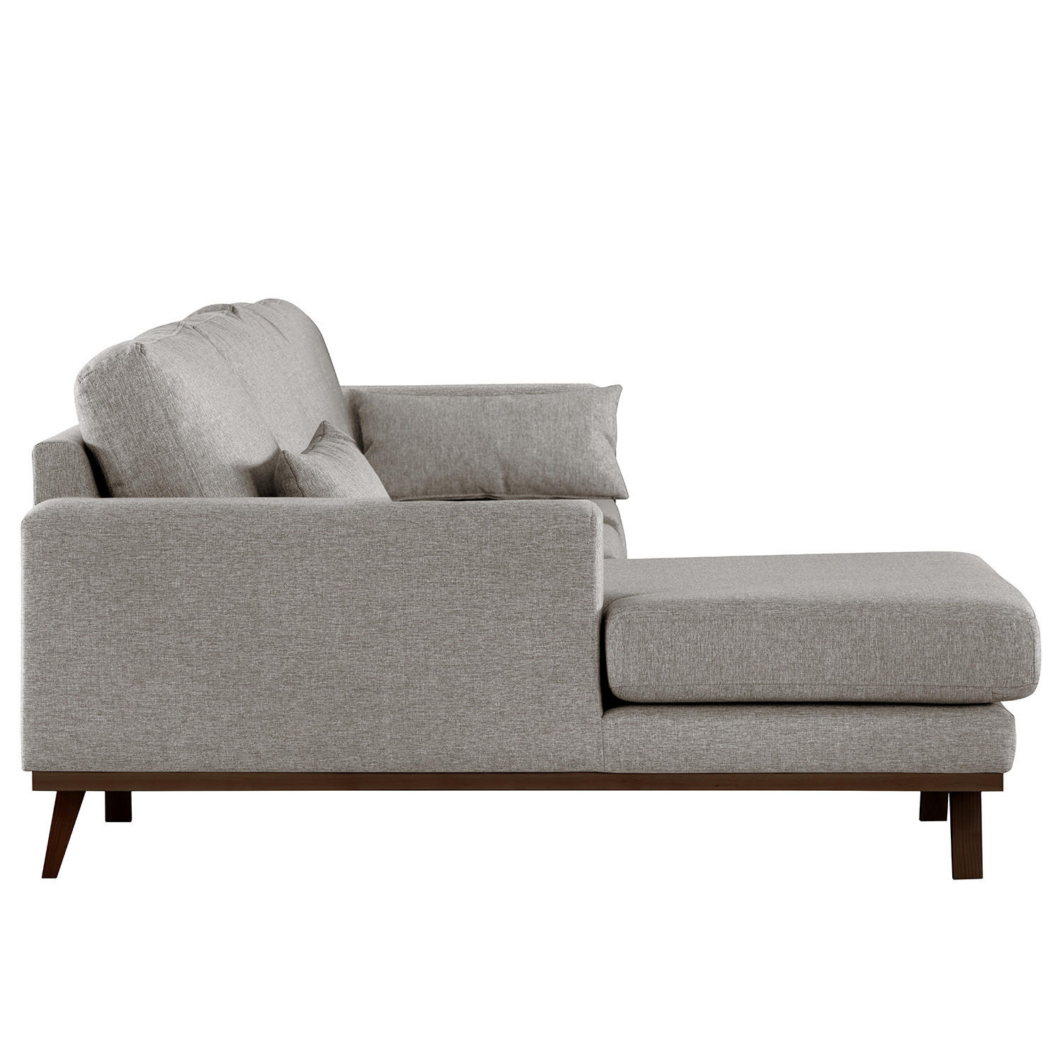 ECKSOFA mit Longchair - Graubraun/Buchefarben, Textil (281/153cm) - home24