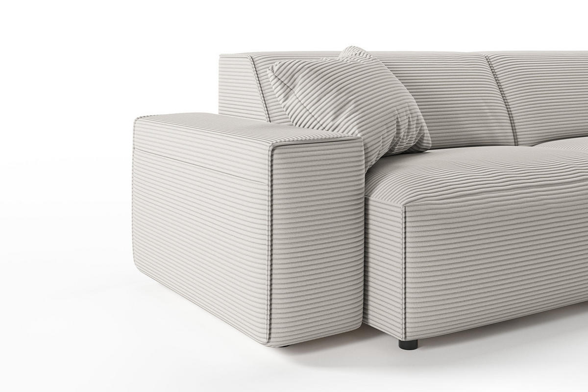 ECKSOFA RANI Steingrau Cord - Schwarz/Grau, Kunststoff/Textil (299/189cm) - KAWOLA