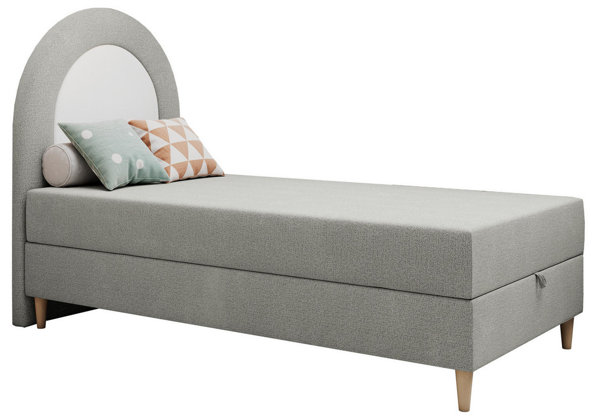 BOXBETT NEST 90/180 Hellgrau Struktur - H3 - Hellgrau, Holz/Textil (90/180cm) - MKS
