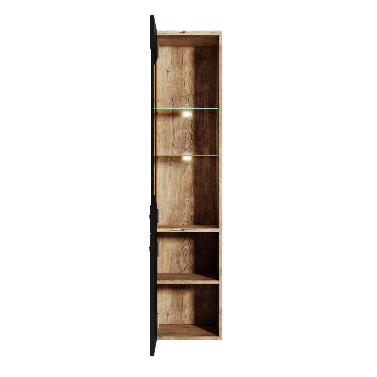 BADEZIMMERSCHRANK Rio mit 2 Türen Kastanien Eiche / Schwarz - 30 x 30 x 130 cm - Eichefarben/Schwarz, Holz (30/131/30cm) - Badplaats