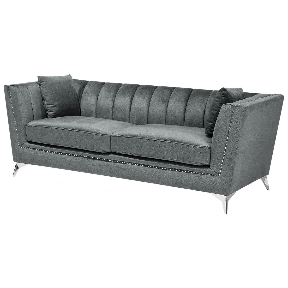 SOFA-SET 5-sitzer Samtstoff Grau Gaula - Grau, Textil (211/77/80cm) - Beliani
