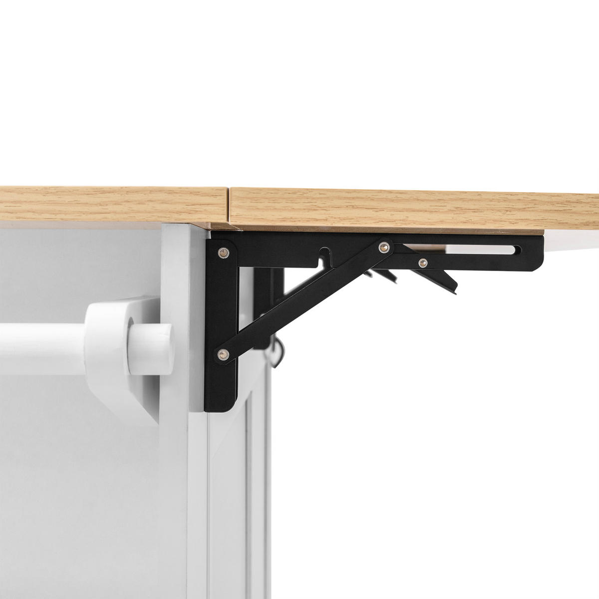 KÜCHENINSEL aus MDF 120x40-70x92 cm Weiß/Natur mit Rollen & Steckdosenleiste - Weiß, Holzwerkstoff (120/92/70cm) - Modfu