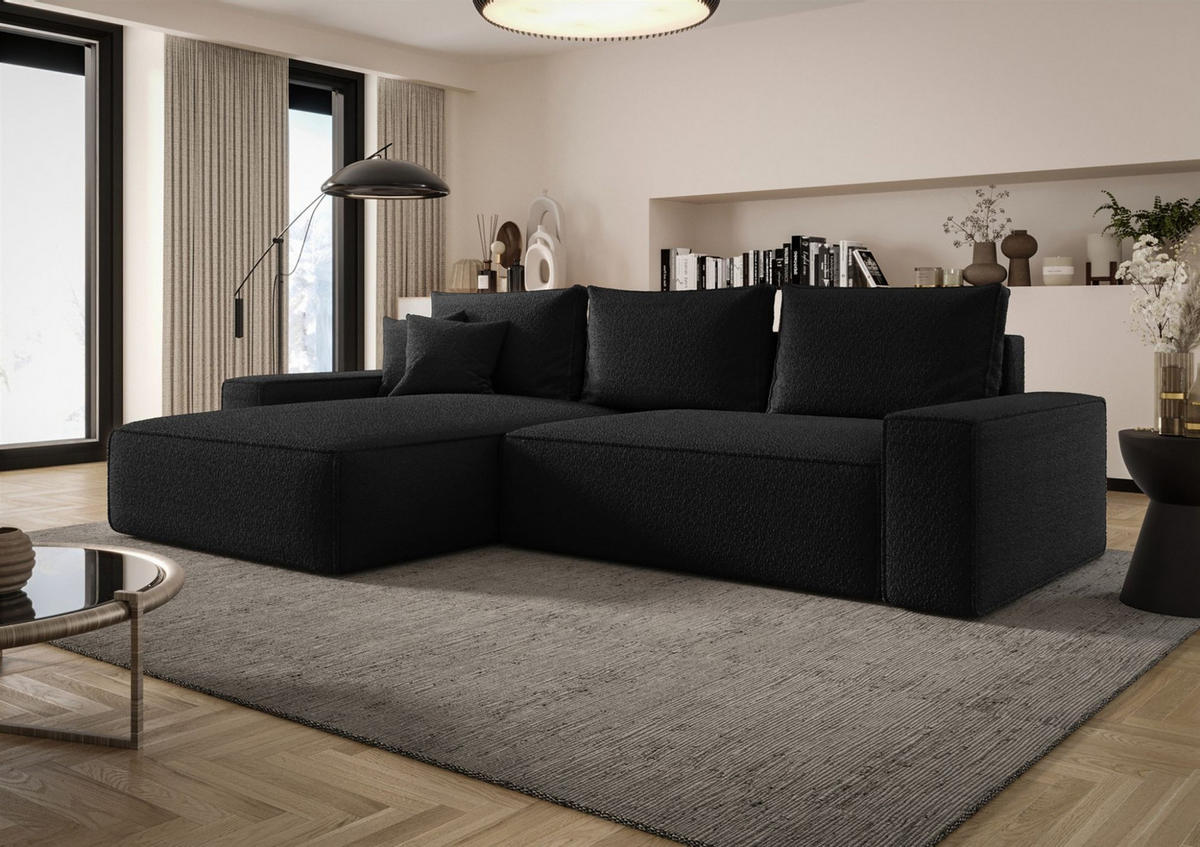 ECKSOFA Walken Mit Schlaffunktion - Schwarz, Holzwerkstoff/Textil (280/185cm) - Fun Möbel