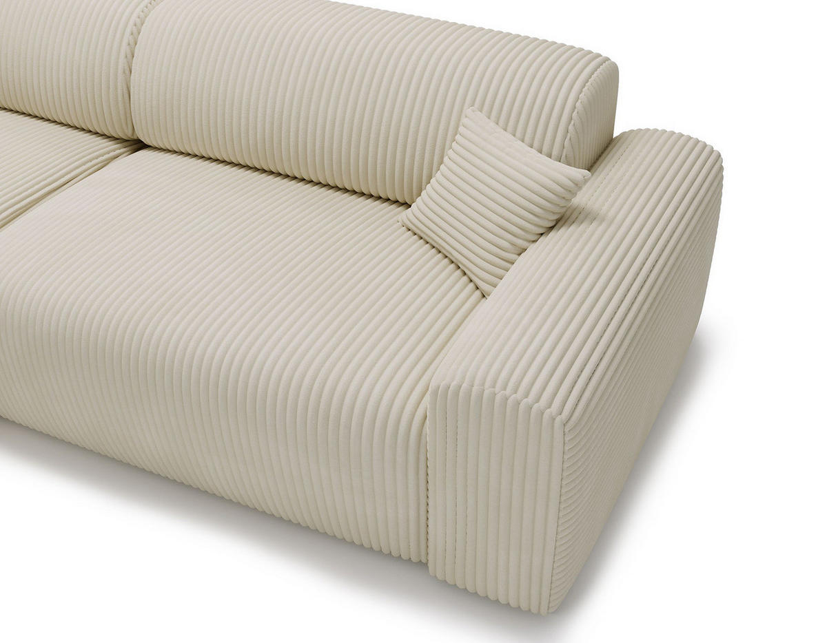 ECKSOFA mit Longchair - Cord - Beige/Schwarz, Kunststoff/Textil (284/178cm) - home24