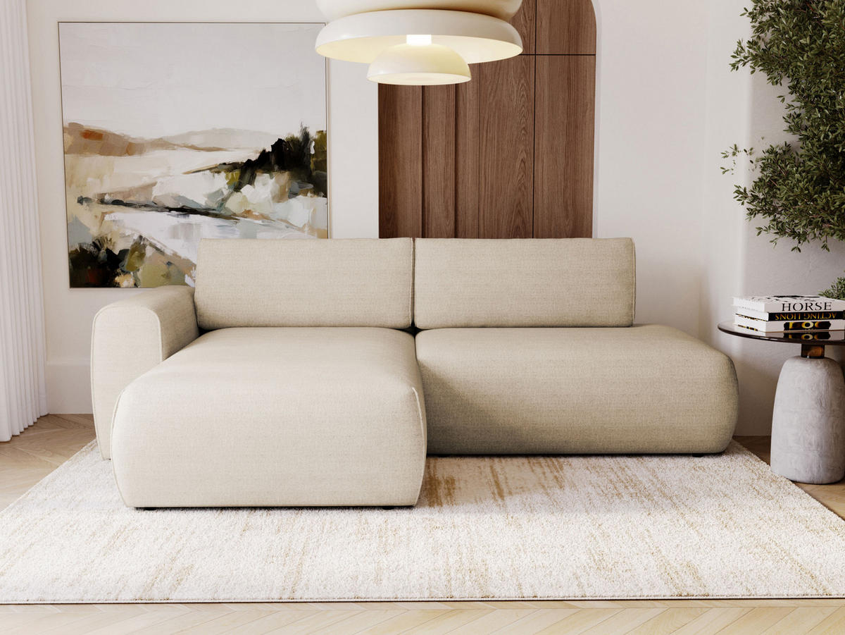 ECKSOFA Mila - Creme/Schwarz, Holzwerkstoff/Kunststoff (256/164cm) - MIRJAN24