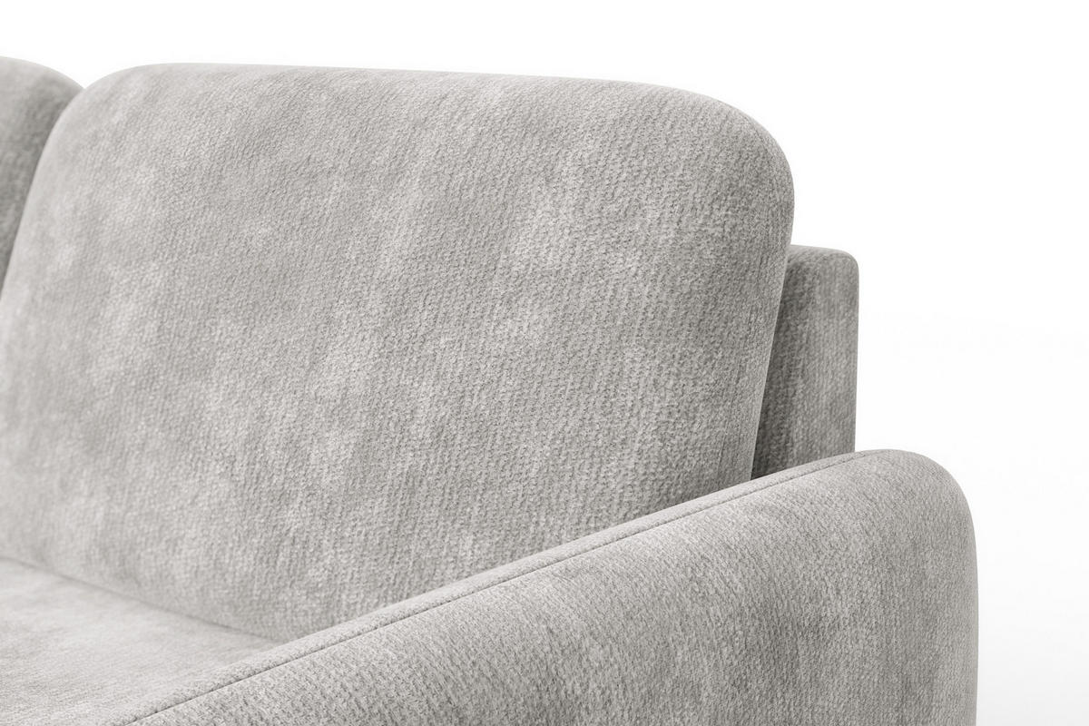ECKSOFA FEBE 4-Sitzer LINKS, hellgrauer Chenille-Stoff - Hellgrau/Schwarz, Holz/Textil (264/157cm) - Wozimo