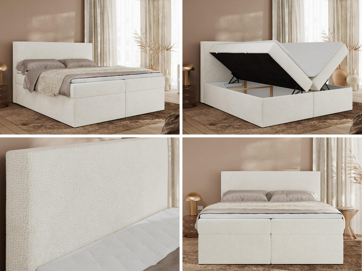 BOXBETT JAGUAR 200/200 - Creme Struktur - H4 - Ecru, Holz/Textil (200/200cm) - MKS