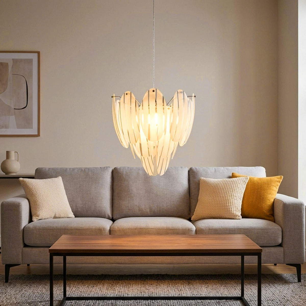 LED HÄNGELEUCHTE TOFO Stahl Weiß - Weiß, Glas (39/39/110cm)