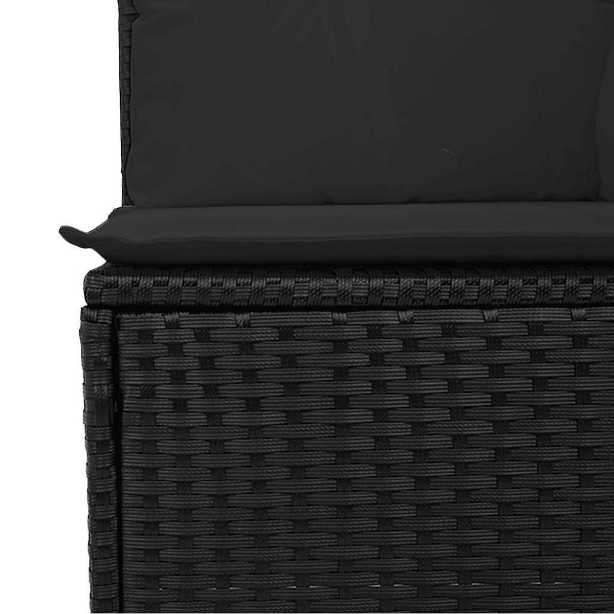 GARTENSOFA Mit Kissen 3-Sitzer Schwarz Poly Rattan - Schwarz, Kunststoff (165/69/62cm) - vidaXL