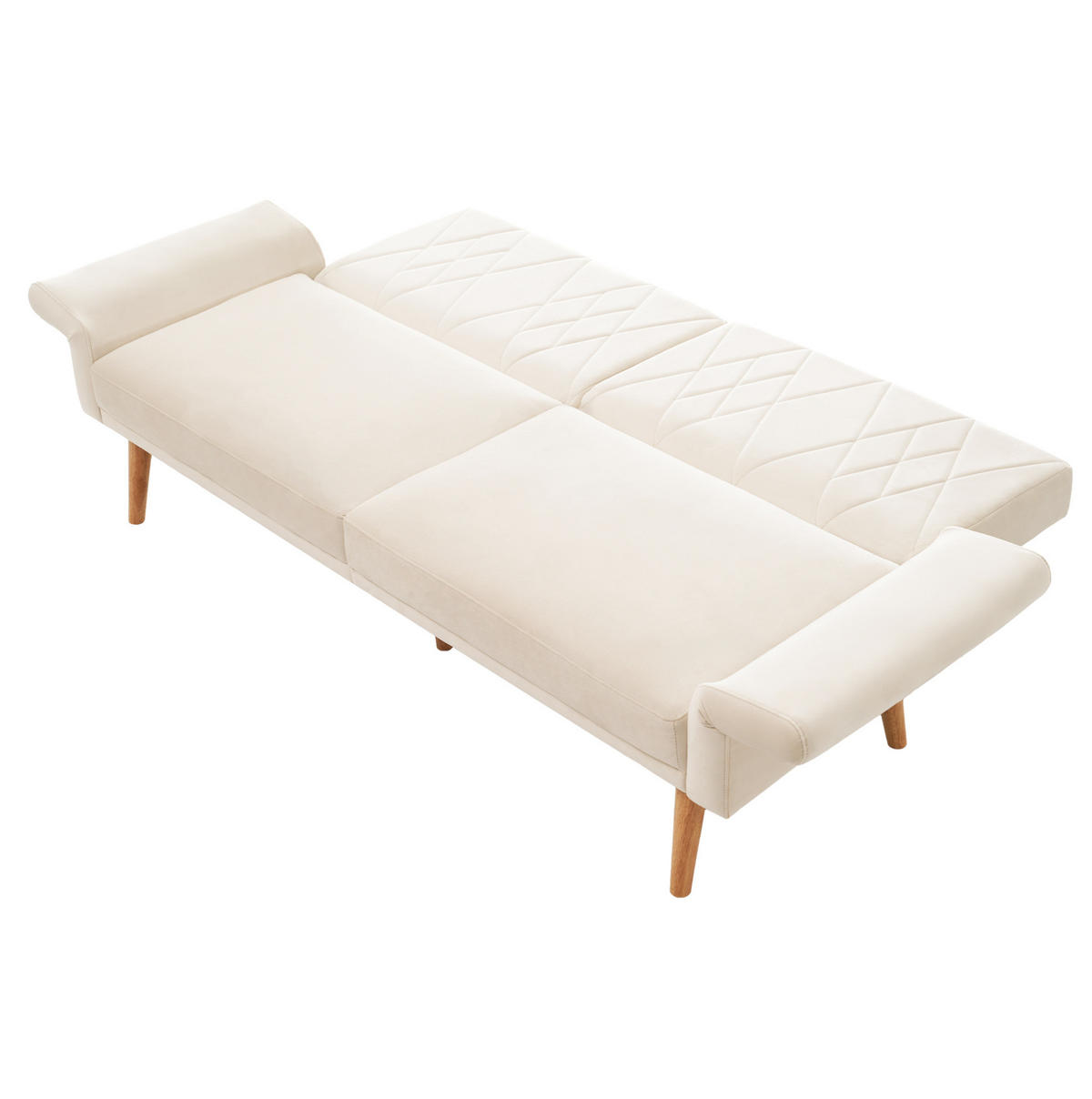 SCHLAFSOFA Samt mit verstellbarer Rückenlehne und Armlehnen Beige 180/75/82 cm - Beige, Textil (82/75/180cm) - Redom
