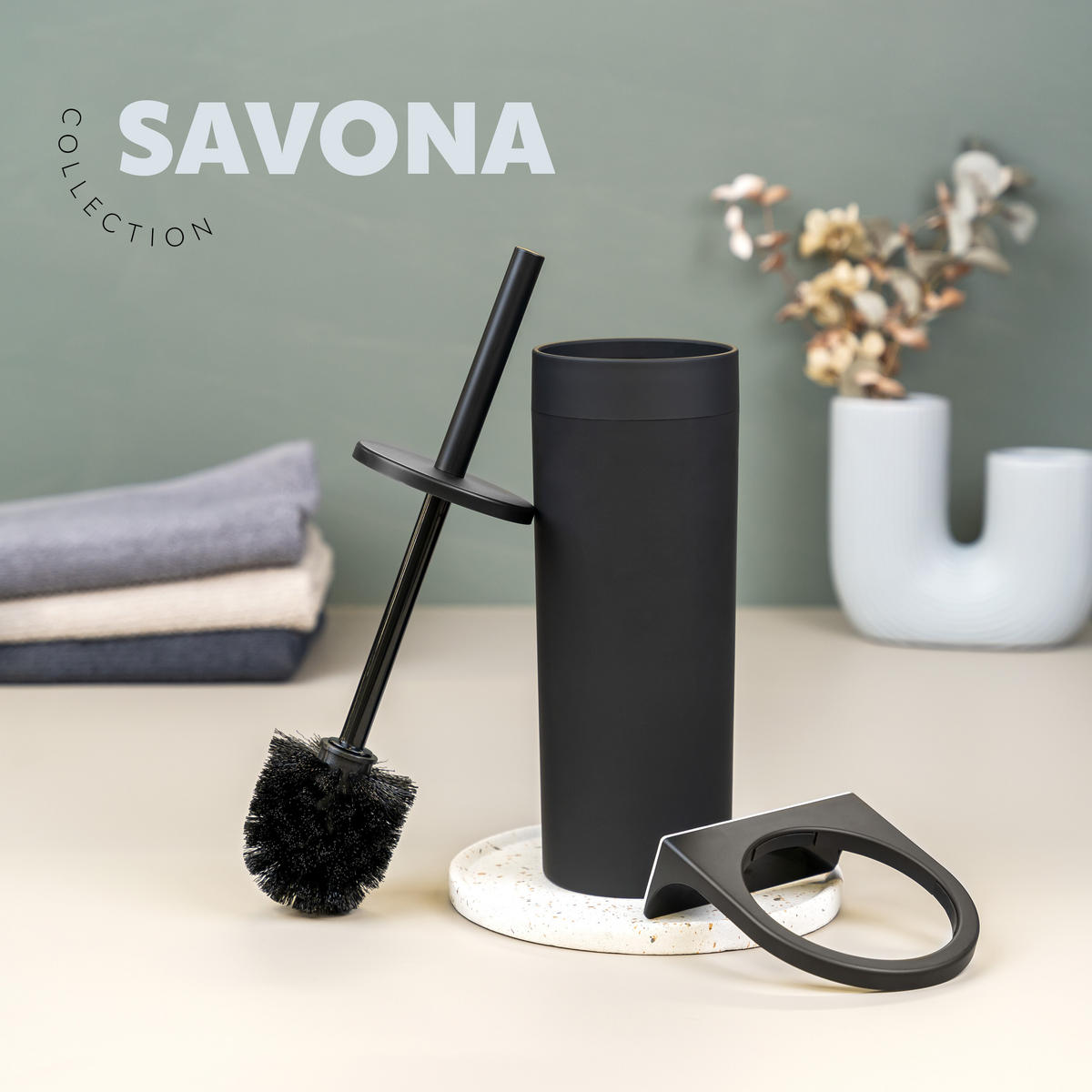 WC-GARNITUR SAVONA, schwarz, Kunststoff - Schwarz, Kunststoff (10/36.5/10cm) - bremermann