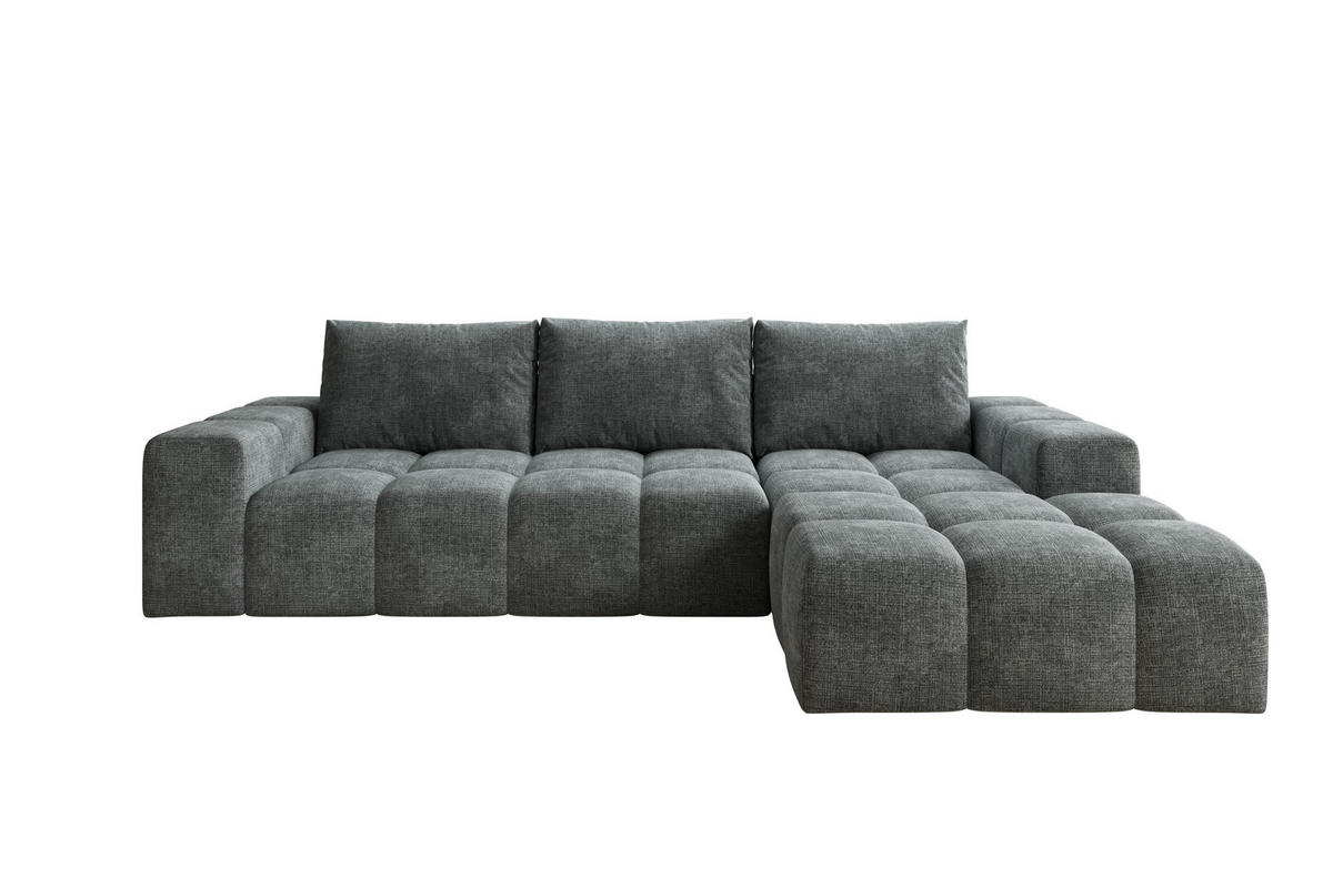 ECKSOFA Cento, L-Form, Ottomane Rechts, Webstoff, 285x56x180 cm, Grau - Grau, Holz (285/180cm) - PROMETO Möbel