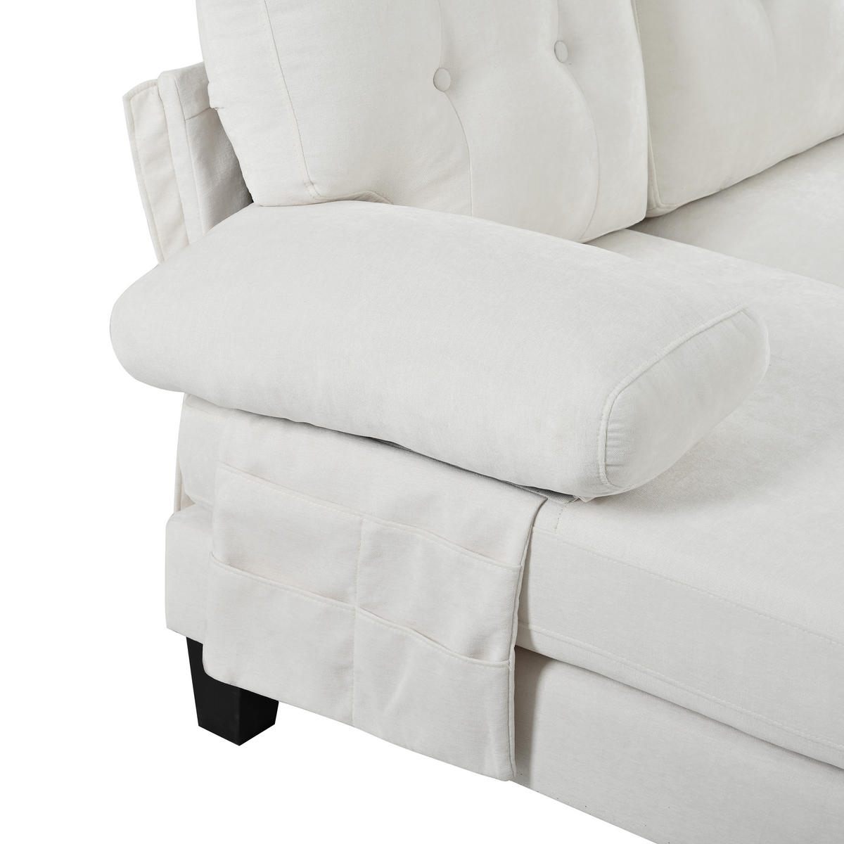 WOHNLANDSCHAFT aus Chenille 268x128x84 cm mit Doppel-Chaiselongue, beige - Beige, Textil (128/84/268cm) - Luhomfu