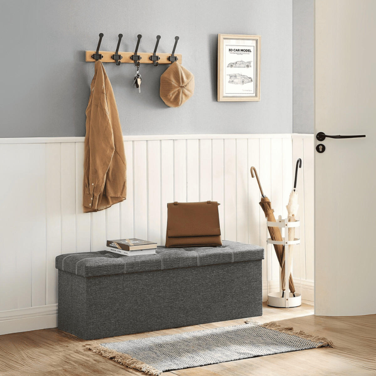 AUFBEWAHRUNGSTRUHE - L110 cm - Grau, Holzwerkstoff (38/38/110cm) - Calicosy