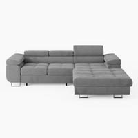 ECKSOFA VEMO CORE Rechts Grau Velours-Stoff mit Schlaffunktion und Bettkasten - Grau, Holz/Metall (280/205cm) - Barchello