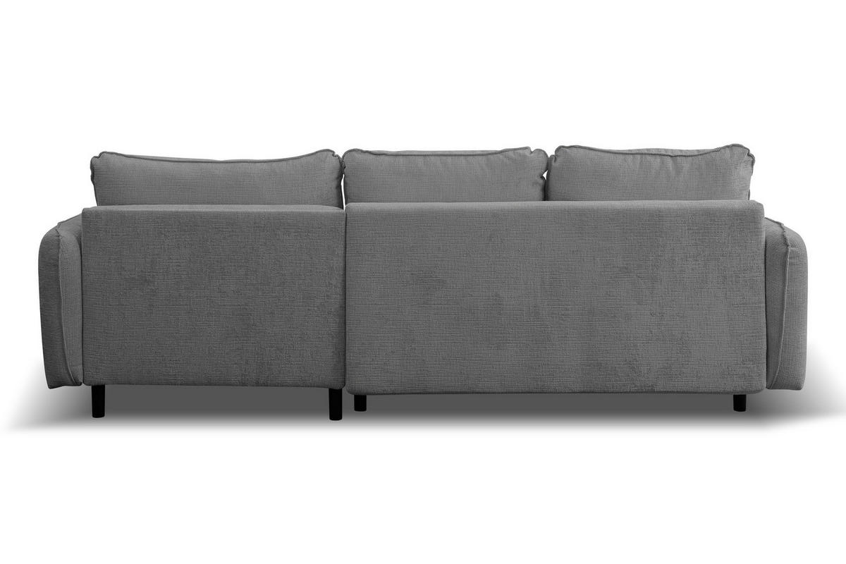ECKSOFA Lucky in L-Form mit Schlaffunktion und Bettkasten, Farbe: Dunkelgrau, Strukturstoff, Ottomane Links oder Rechts - Dunkelgrau, Textil (275/160cm) - VENASI MÖBEL