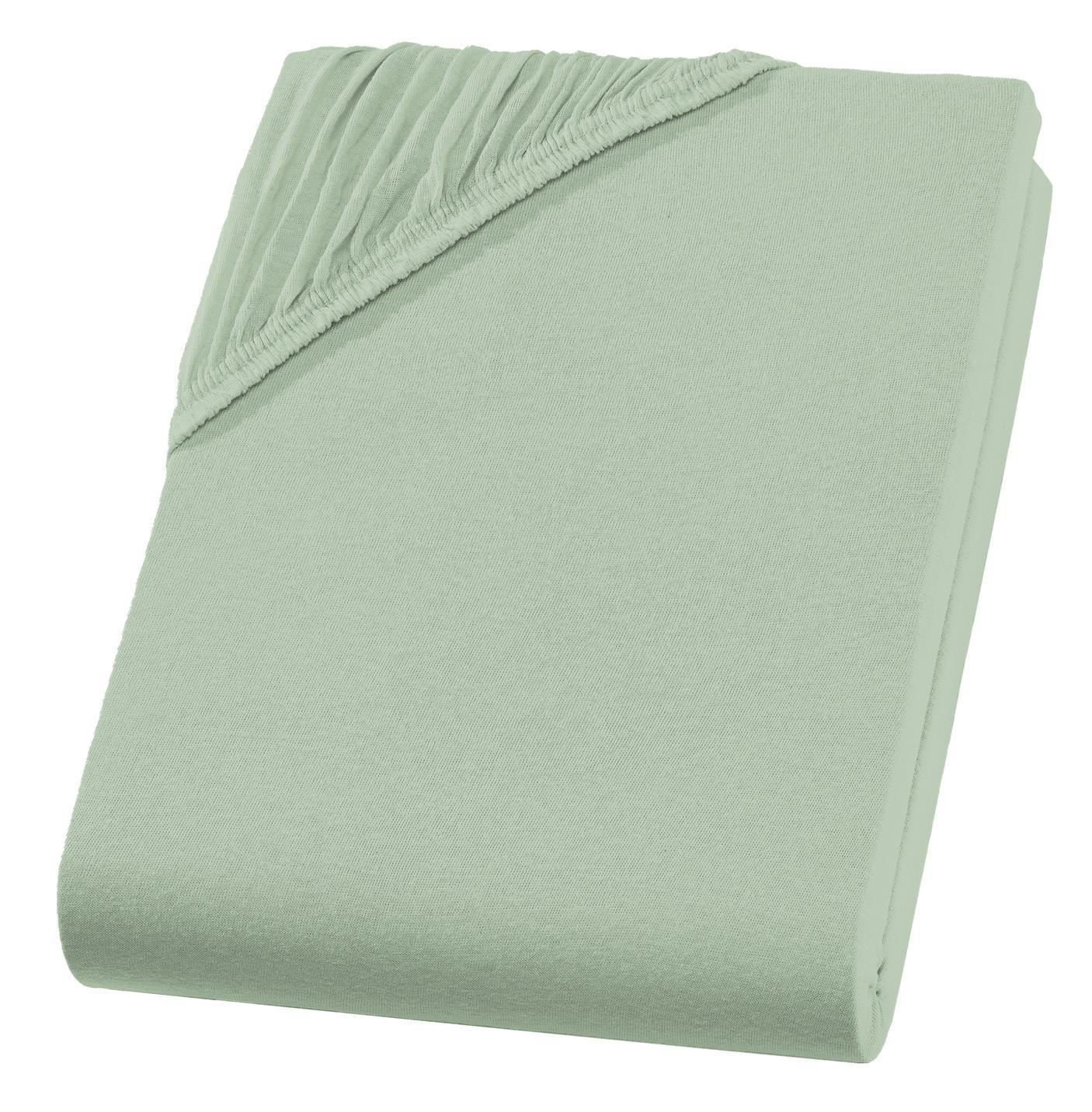 JERSEY-SPANNBETTLAKEN 160x200 cm aus 100% Baumwolle, Bettlaken Eukalyptus Uni - Salbeigrün, Textil (160/200cm) - Carpe Sonno