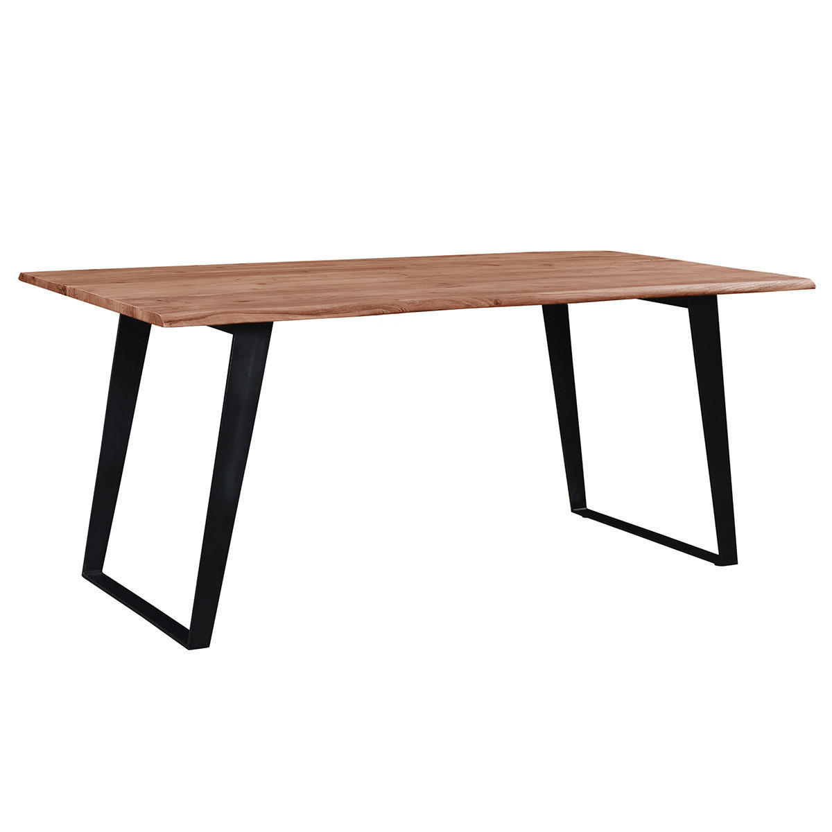 ESSTISCH Akazie Schwarzes Metall L175 KORA - Dunkelbraun, Holz (175/90/76cm) - Miliboo