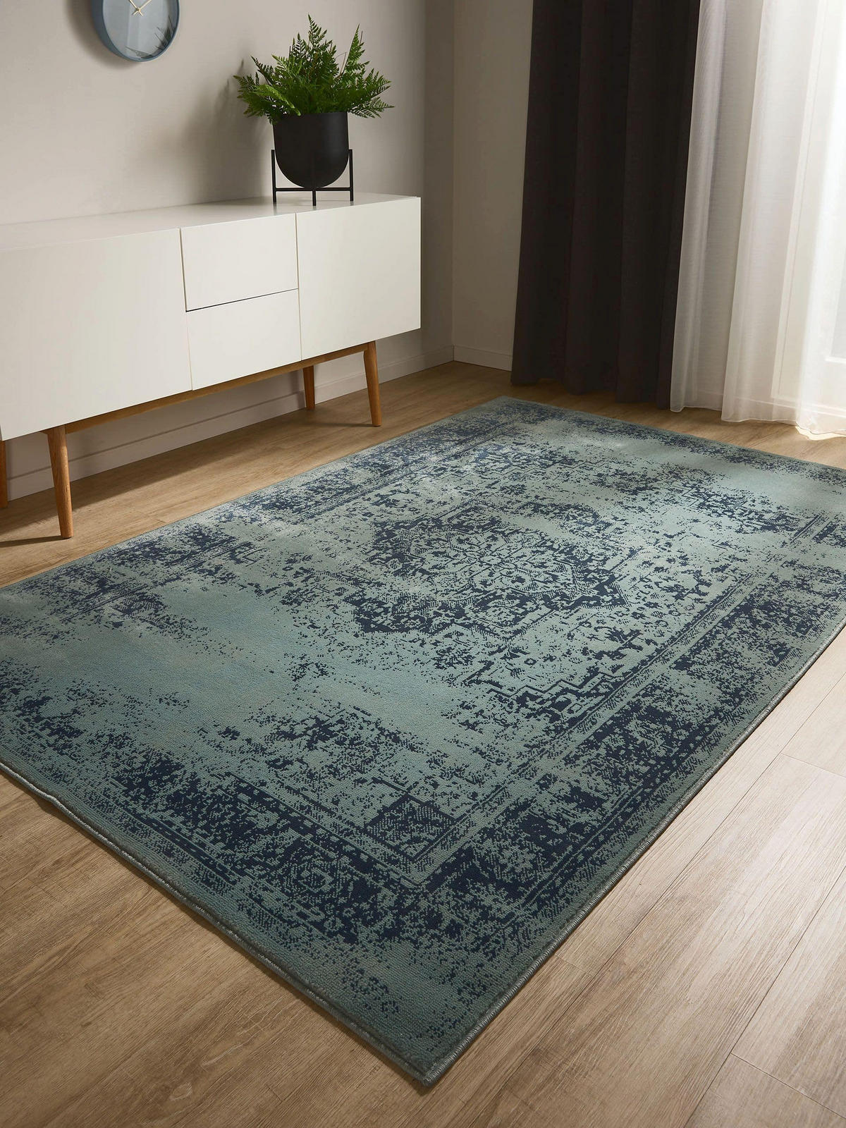 VINTAGE-TEPPICH Suki 80/150 cm - Türkis, Kunststoff (80/150cm) - benuta