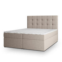 BOXBETT PALMA 140x200 cm mit Matratze und Topper - Beige - Beige, Holz (140/200cm) - MASSENO