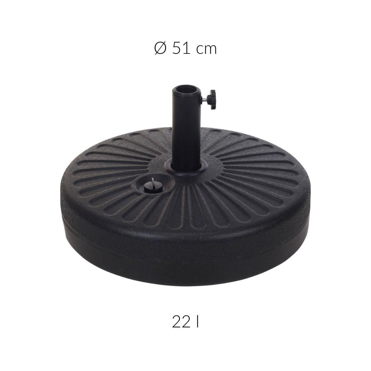 GARTENSCHIRMSTÄNDER Ø 51 cm 22 L - Schwarz, Kunststoff (51/51cm) - Ambiance