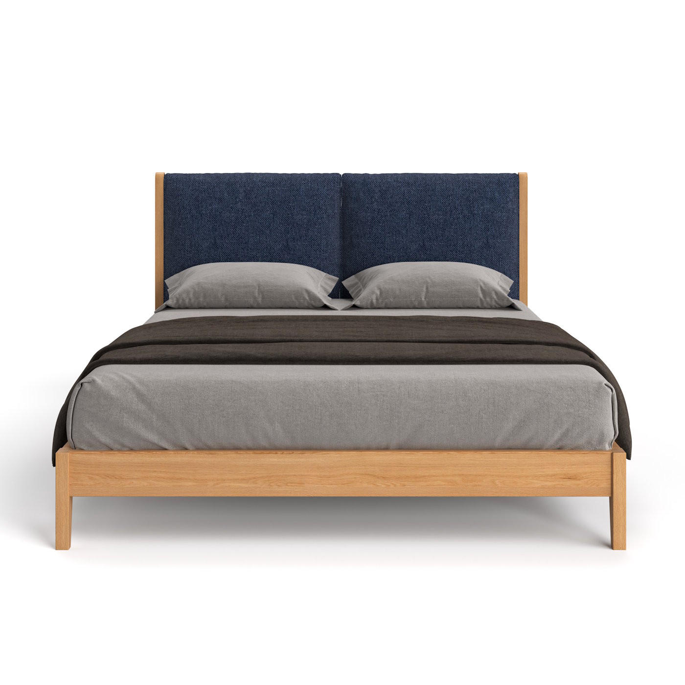 MASSIVHOLZBETT Vena aus Eiche 200x220 cm, Storm 77 - Blau/Eichefarben, Holz (200/220cm) - Danzz