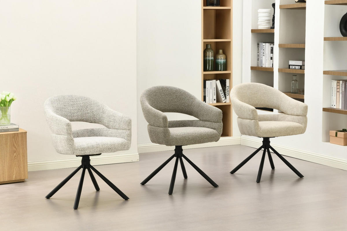 ESSZIMMERSTUHL 2 Er Set aus Stoff, light grey - Hellgrau, Textil (62/85/58cm) - Livingfurn