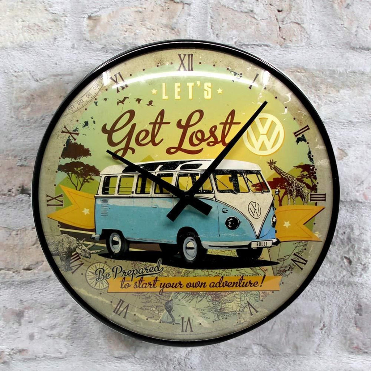 WANDUHR 31 cm Volkswagen VW Bulli Let's Get Lost - Multicolor, Metall (31/31/5cm) - Nostalgic-Art