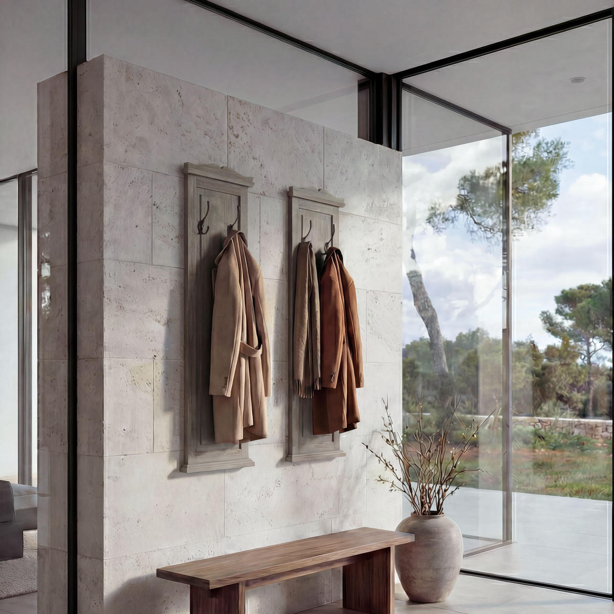 WANDGARDEROBE Grau, Braun 2er-Set - Braun/Grau, Holz (28/109/5cm) - MCW