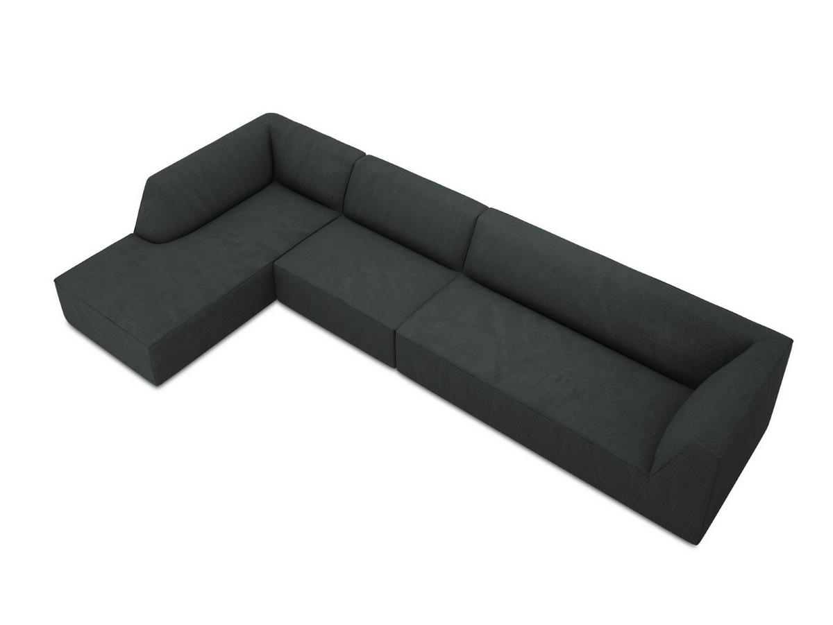 ECKSOFA links Ruby aus Cord schwarz 5 Sitzplätze - Schwarz, Textil (180/366cm) - Micadoni