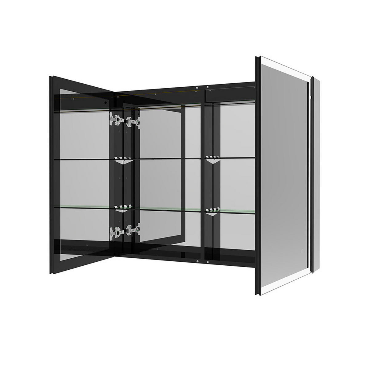 LED-SPIEGEL EVE - Farbe: Schwarz, Größe: 80 x 60 cm - Schwarz, Metall (80/60/13.3cm) - Home Deluxe