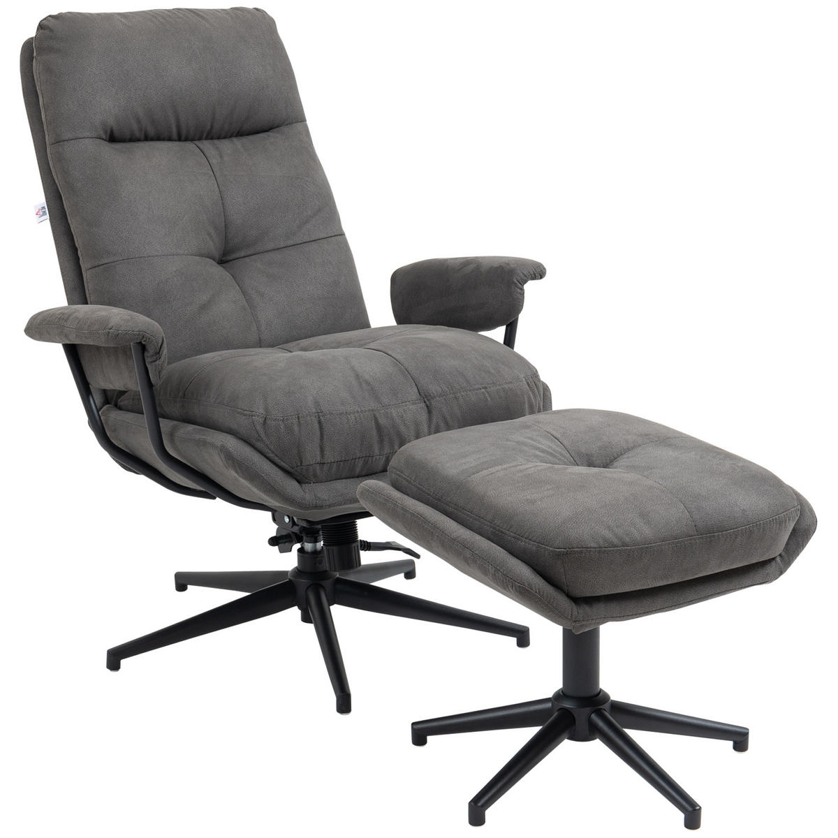 RELAXSESSEL DE-07611 mit Ottomane und verstellbarer Rückenlehne Dunkelgrau - Dunkelgrau, Metall (91/103.5/78cm) - ComfortXL