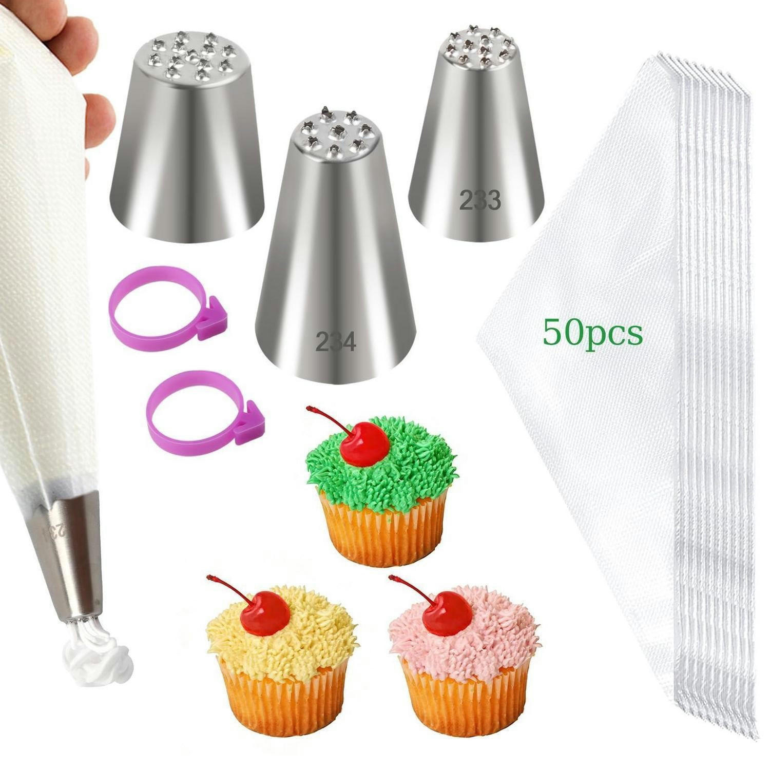 SPRITZBEUTEL Set 55-teilig mit 3 Edelstahl-Tüllen - Weiß, Kunststoff (2.4/3.9/3.9cm)