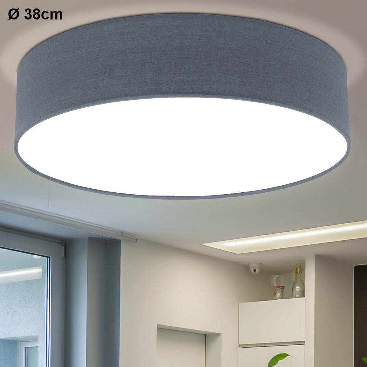 LED DECKENLEUCHTE REVILLA Grau - Grau, Metall (38/38/10cm)