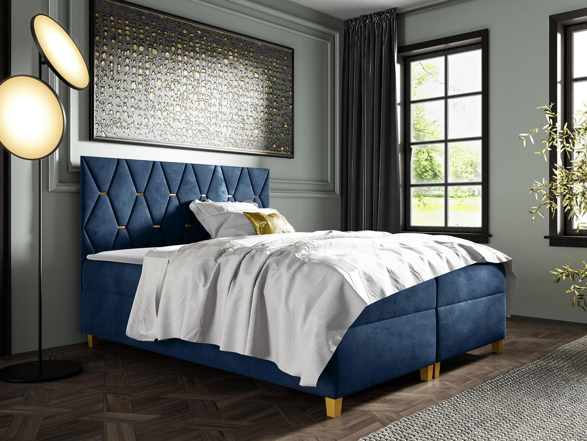 BOXBETT Inez - Blau, Holz (180/200cm) - MIRJAN24