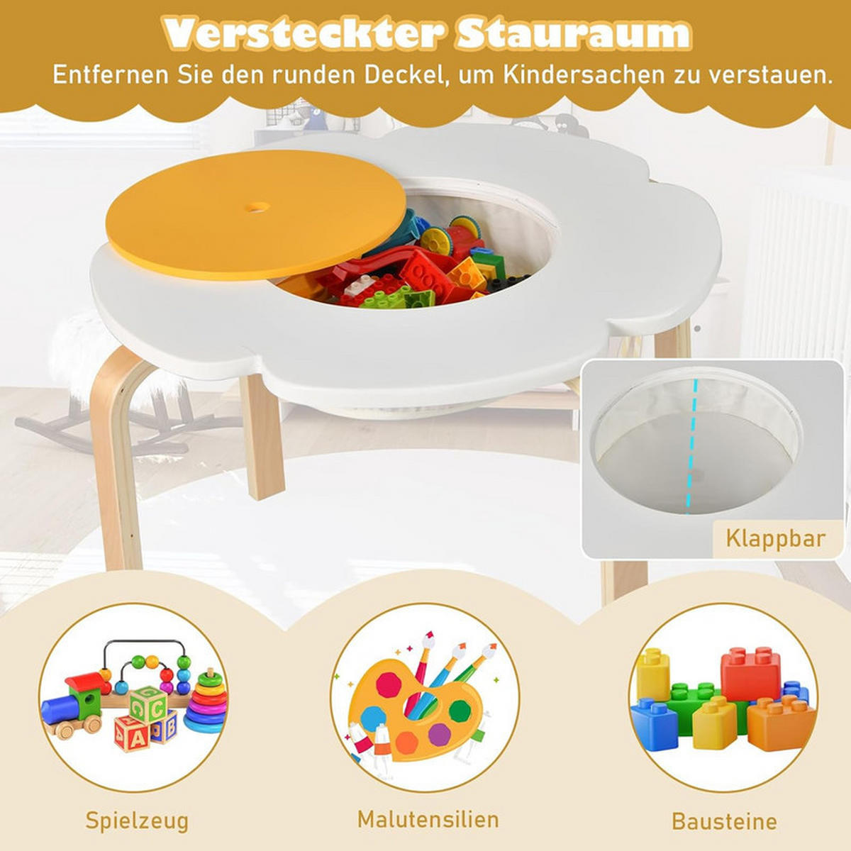 KINDERSITZGRUPPE Blumenförmig mehrfarbig(5-tlg) - Multicolor, Holzwerkstoff (60/45/60cm) - COSTWAY