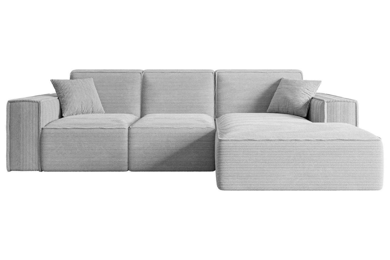 ALTDECOR ROHOVÁ SEDACÍ SOUPRAVA s otomanem vpravo SERRA-L – 266 × 169 × 80 cm, šedý manšestr