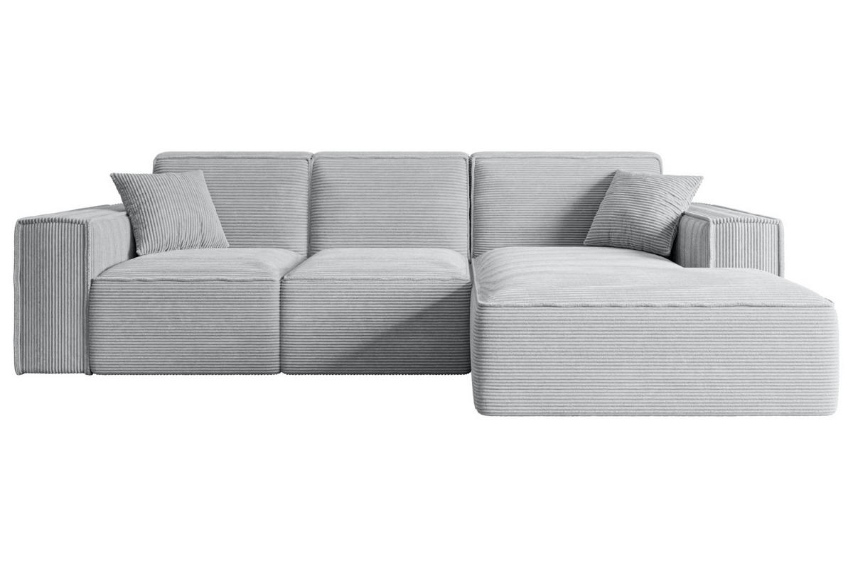 ECKSOFA Ottomane Rechts SERRA-L - 266x165x73 cm Grau Cord - Schwarz/Grau, Holzwerkstoff/Kunststoff (266/165cm) - ALTDECOR