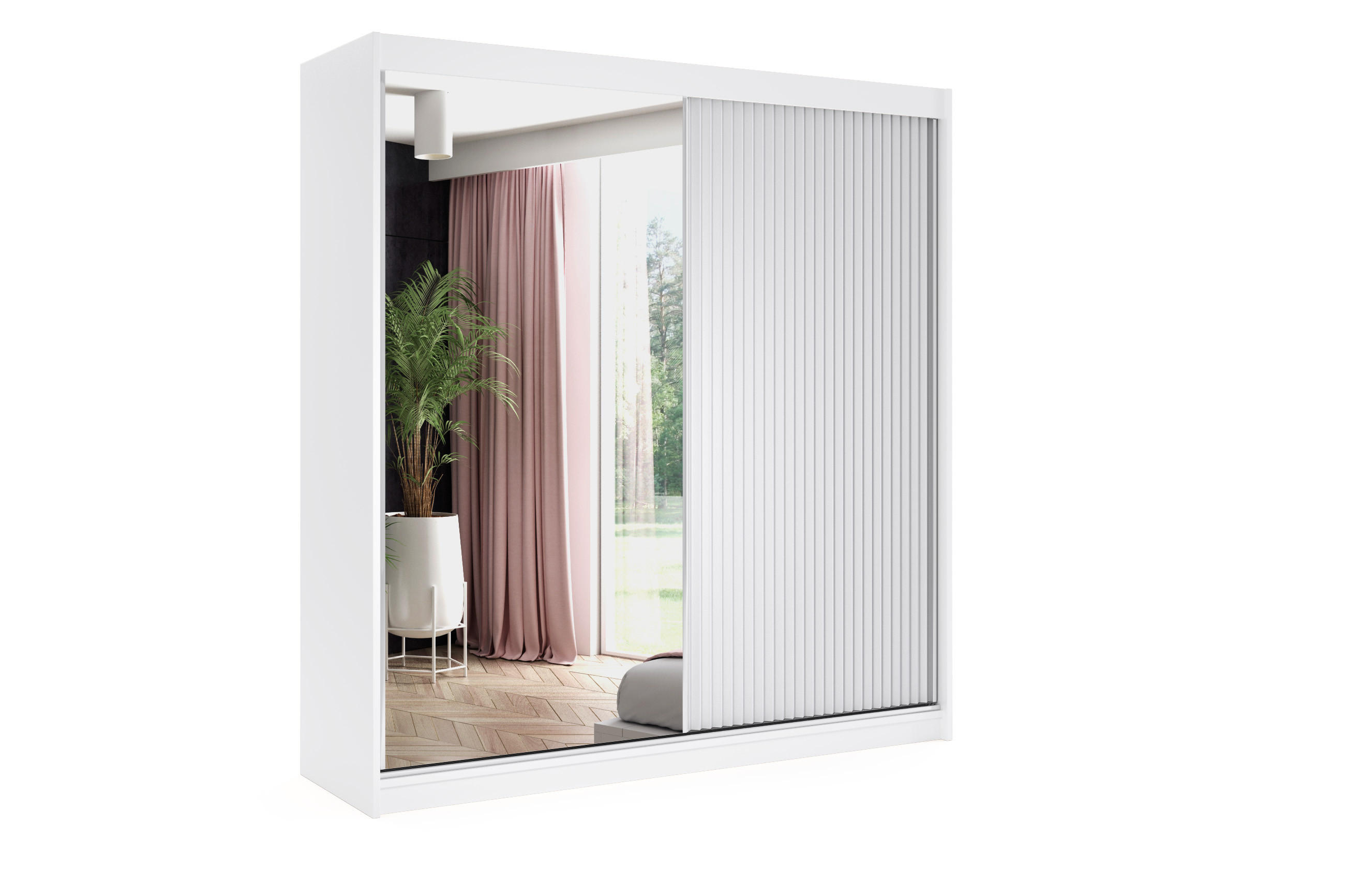 KLEIDERSCHRANK RYFLO - 200 - Weiß - Weiß, Holzwerkstoff (200/215/61cm) - ALTDECOR