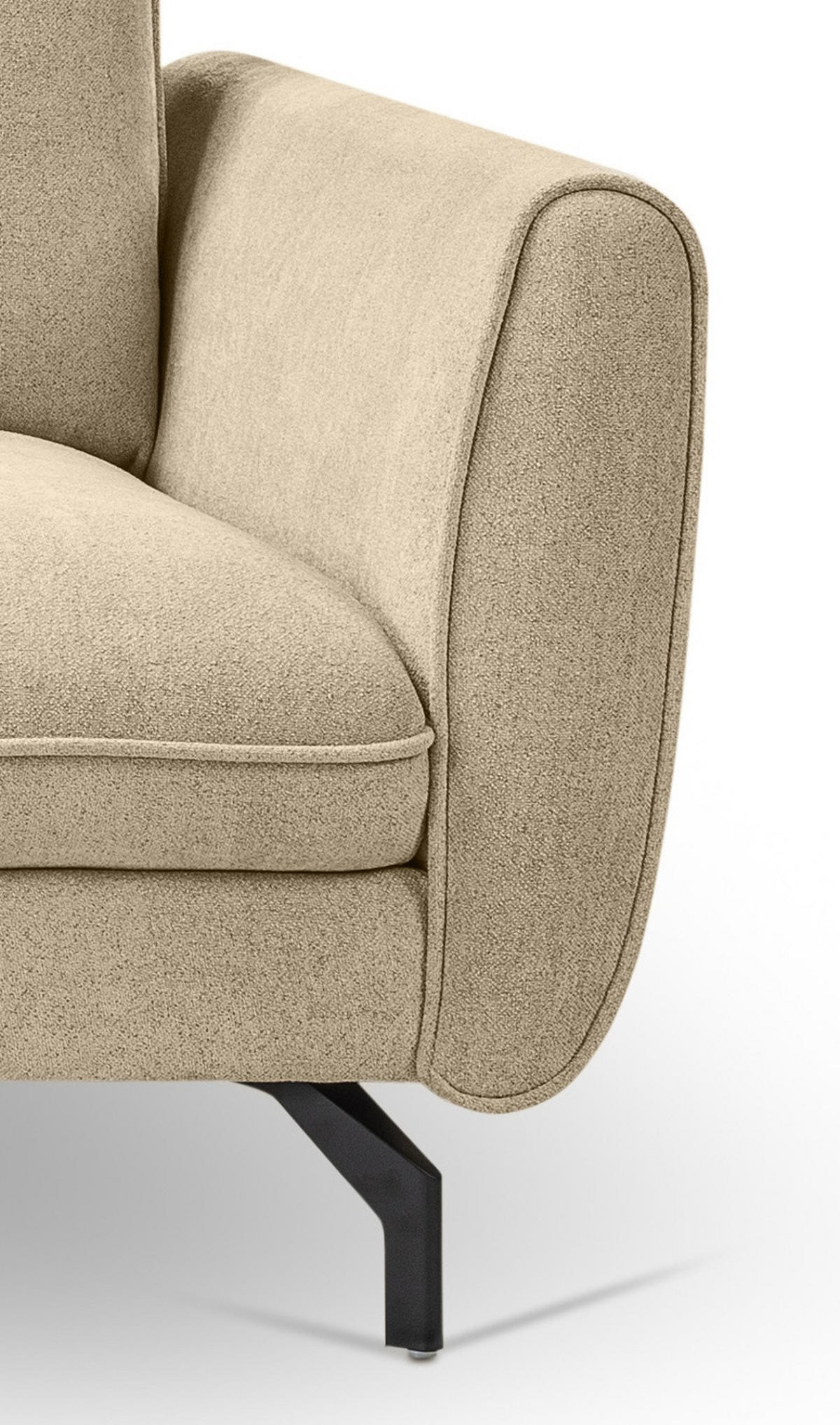 SOFA beige Webstoff 259 x 167 cm, Ecksofa 5-Sitzer, L-Sofa Ottomane links - Beige/Schwarz, Holz/Textil (259/167cm) - Inn.Furn