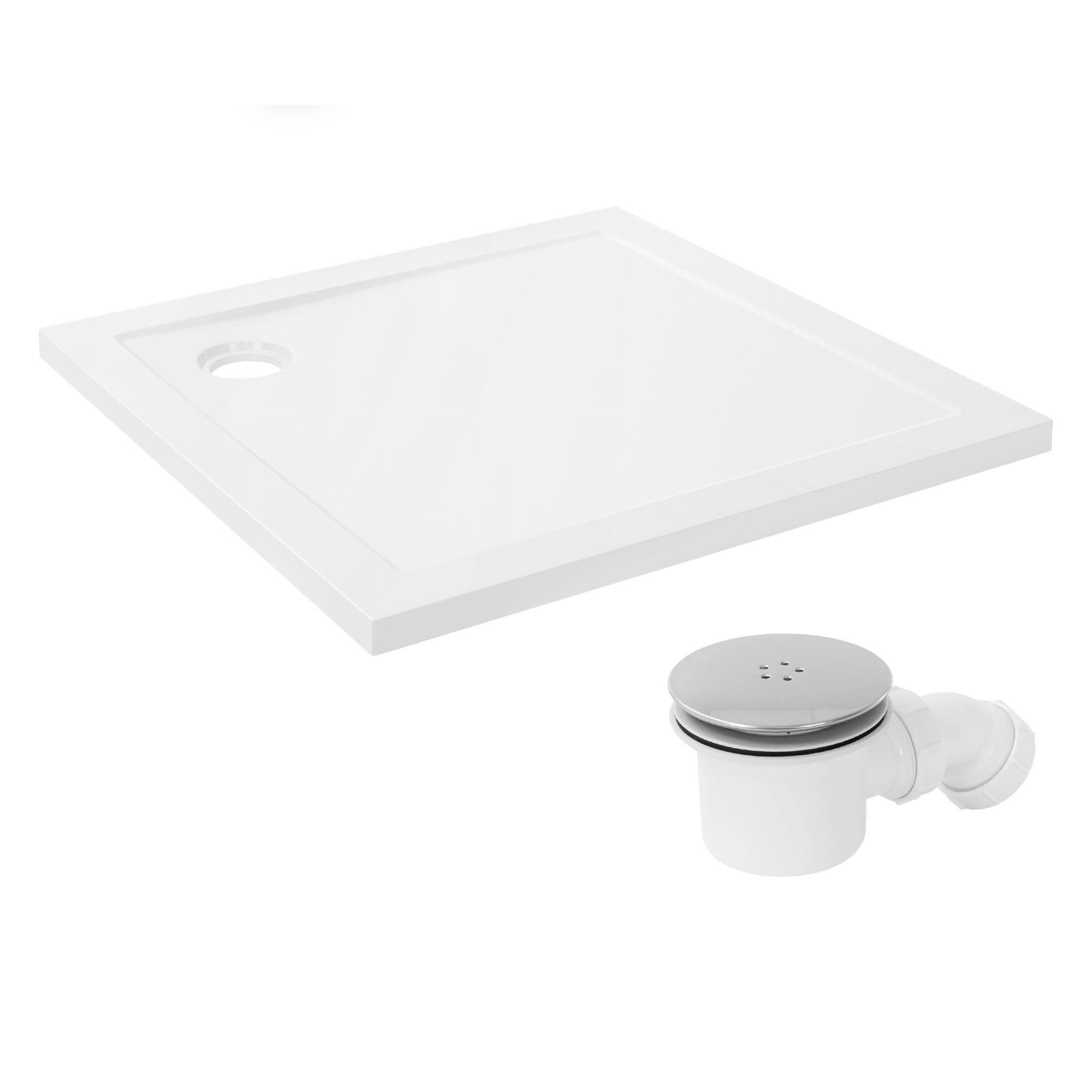 LuxeBath SPRCHOVÁ VANUŠKA 90x90 cm, hranatá, bílá, se sifonovou sadou