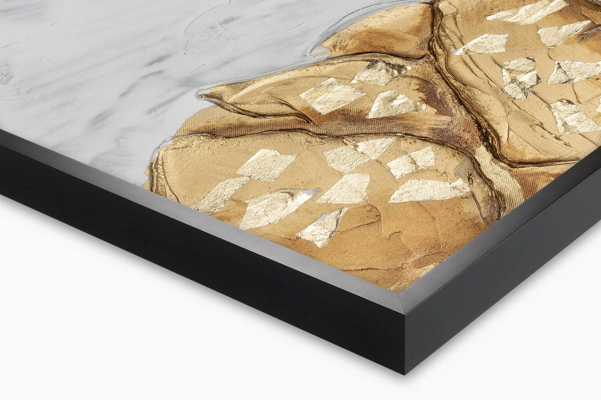 ACRYLBILD HANDGEMALT 100/50 cm - Goldfarben/Weiß, Holz/Textil (100/50cm) - KUNSTLOFT