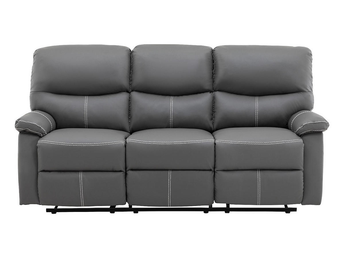 SOFAGARNITUR mit Relaxfunktion - 4 -Sitzer - Kunstleder - grau - CANBY - Grau, Leder (183/95/90cm) - Vente-Unique