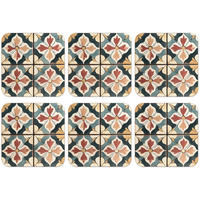 PODSTAVKI Za Kozarce Komplet 6 Kosov Azulejos ploščice 10x10 cm - petrolejna, naravni materiali (10/0.2cm) - MuchoWow