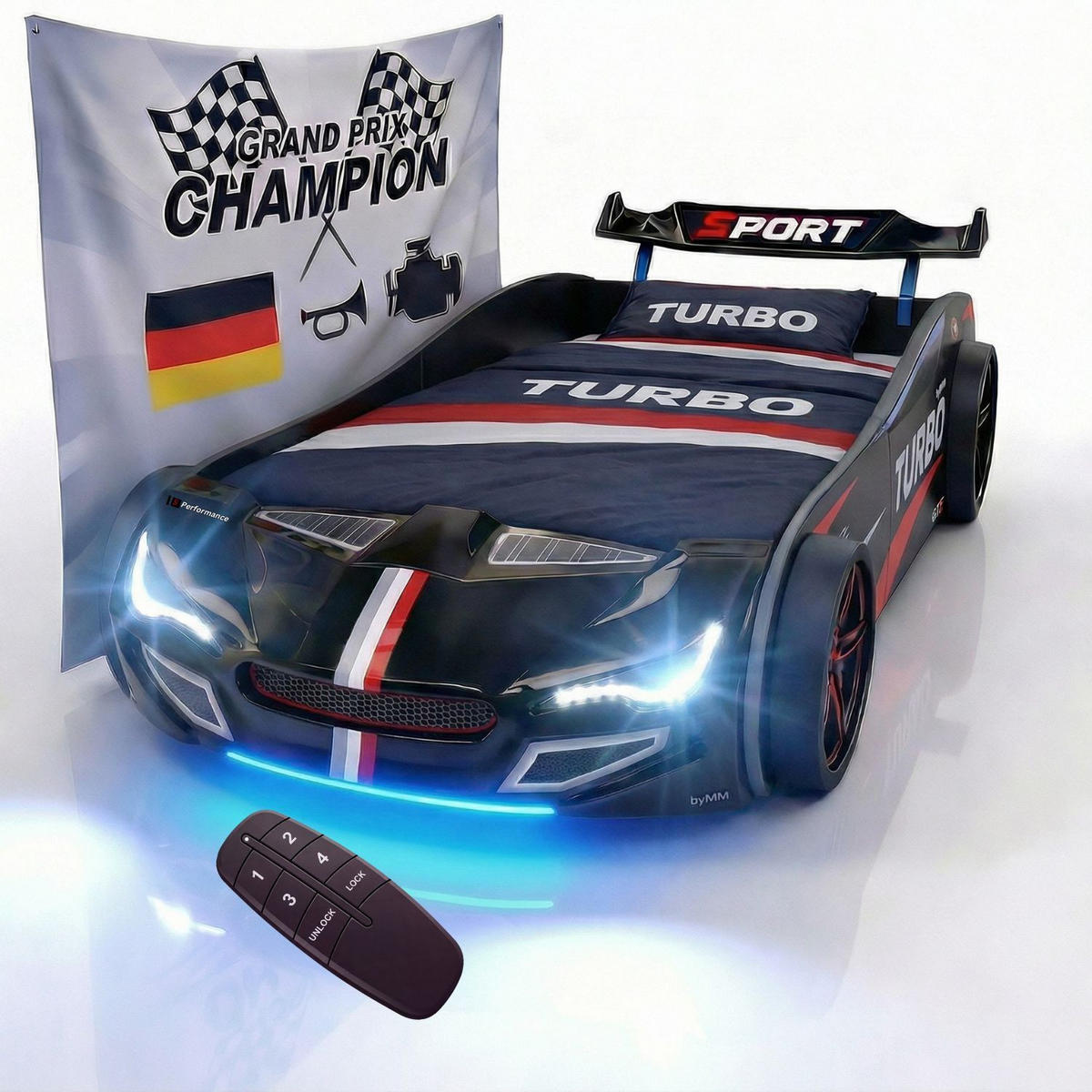 AUTOBETT GTE mit Rollrost, Licht und Sound Farbe Weiß - Weiß, Holzwerkstoff (90/200cm) - Coemo