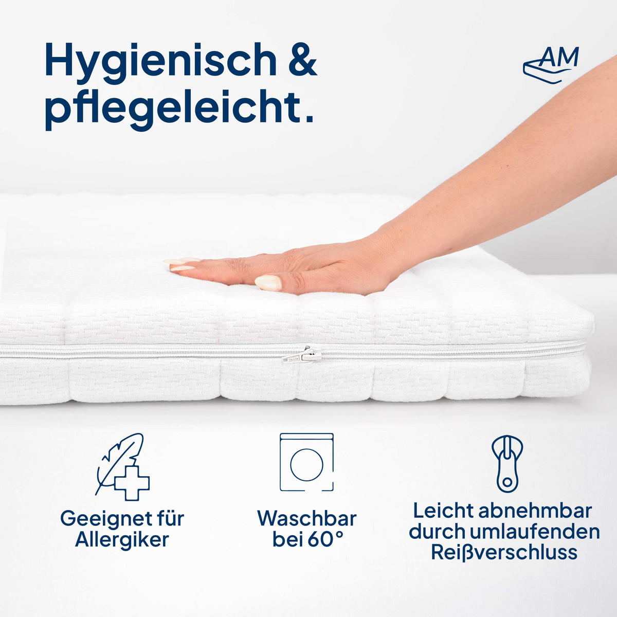 VRCHNÍ kryt Toledo 90/200cm pro výšku jádra 4-6 cm - bílá, textil (90/200cm) - AM Qualitätsmatratzen
