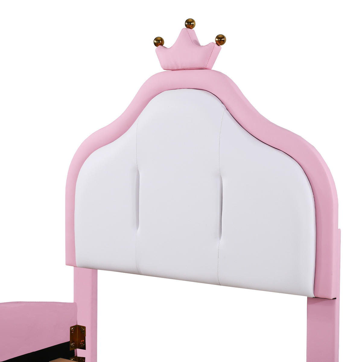 POLSTERBETT mit Kronenkopfteil 90x200 cm Kunstleder Rosa/Weiß - Pink, Holzwerkstoff (90/200cm) - Beauniv