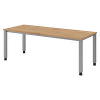 SCHREIBTISCH Serie-Q 80/200/74 cm in Wildeiche/Silberfarben - Wildeiche/Silberfarben, Holzwerkstoff (80/200/74cm) - bümö