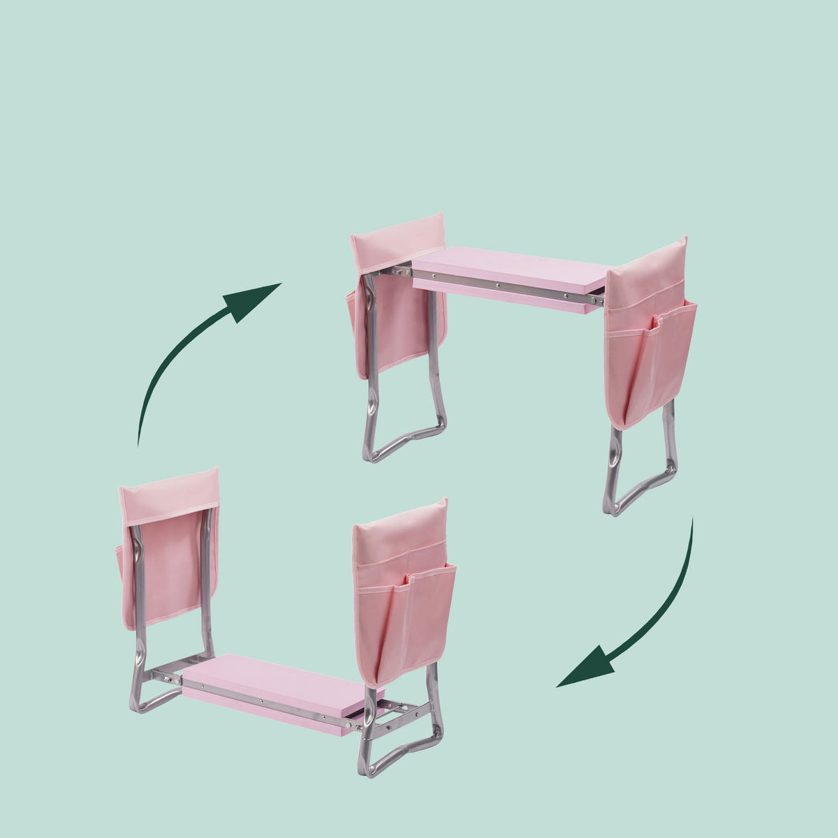 KNIEBANK - Rosa, Textil/Metall (60/50/27.5cm) - Relaxdays